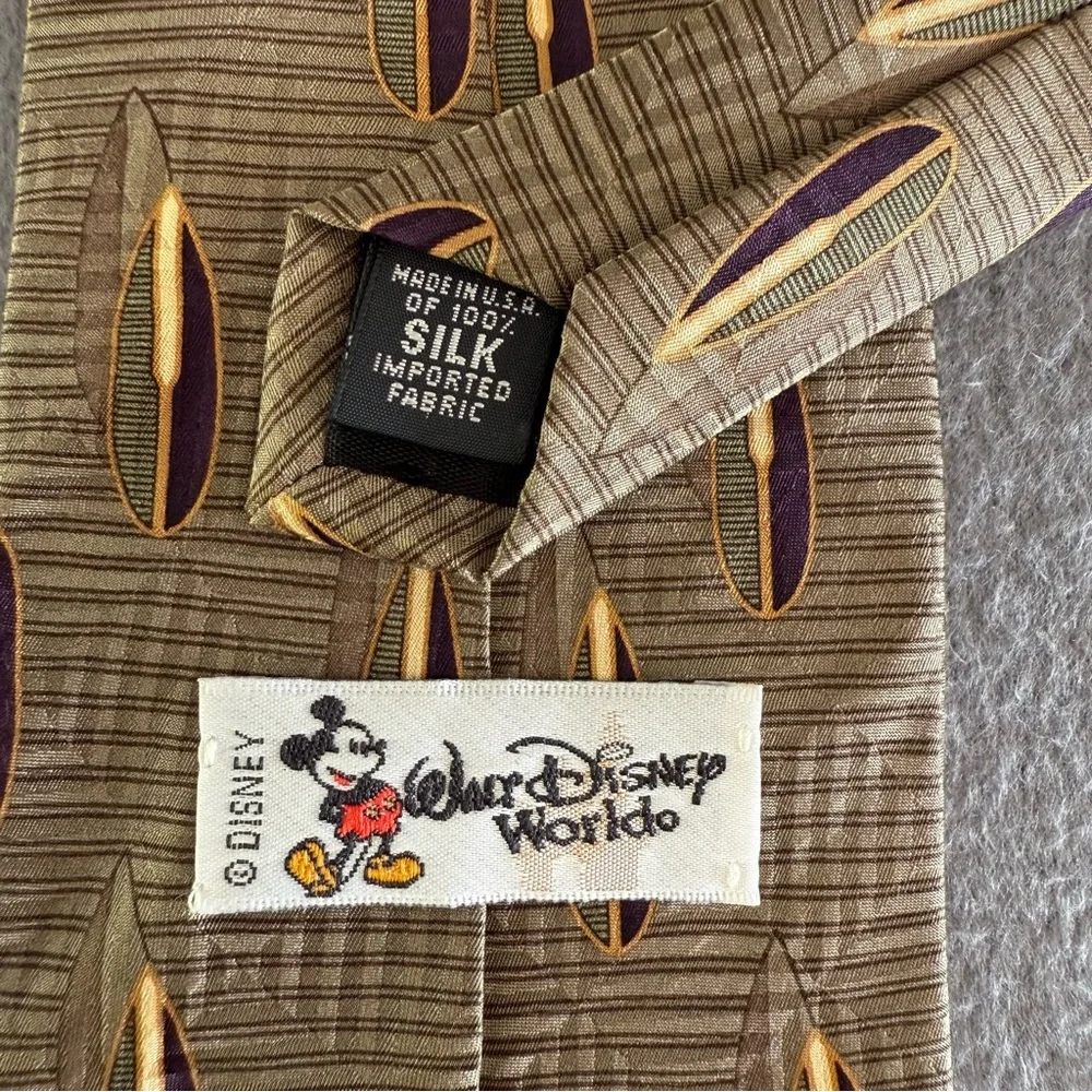 Disney Mickey Mouse‎ Gold and Brown Men’s Tie 100% silk